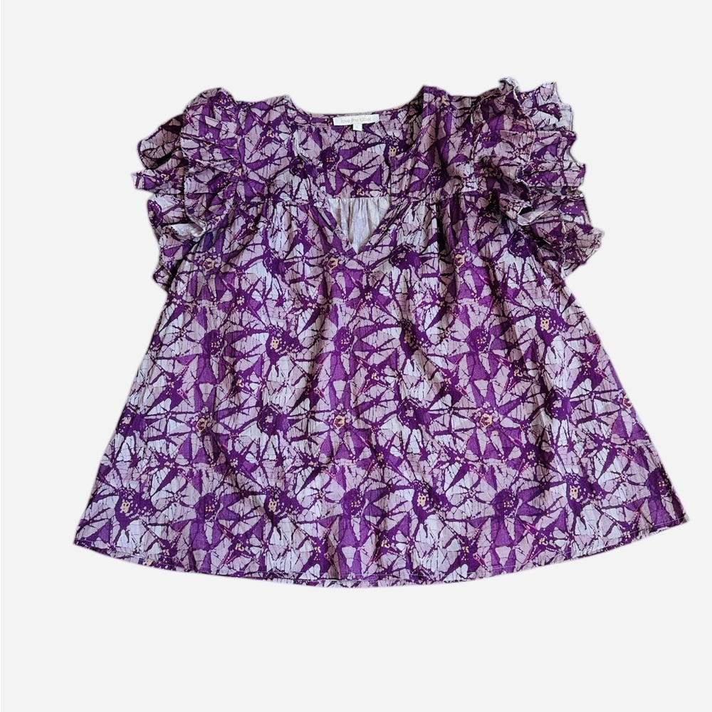 Love The Label V-Neck Ruffle Sleeve Blouse